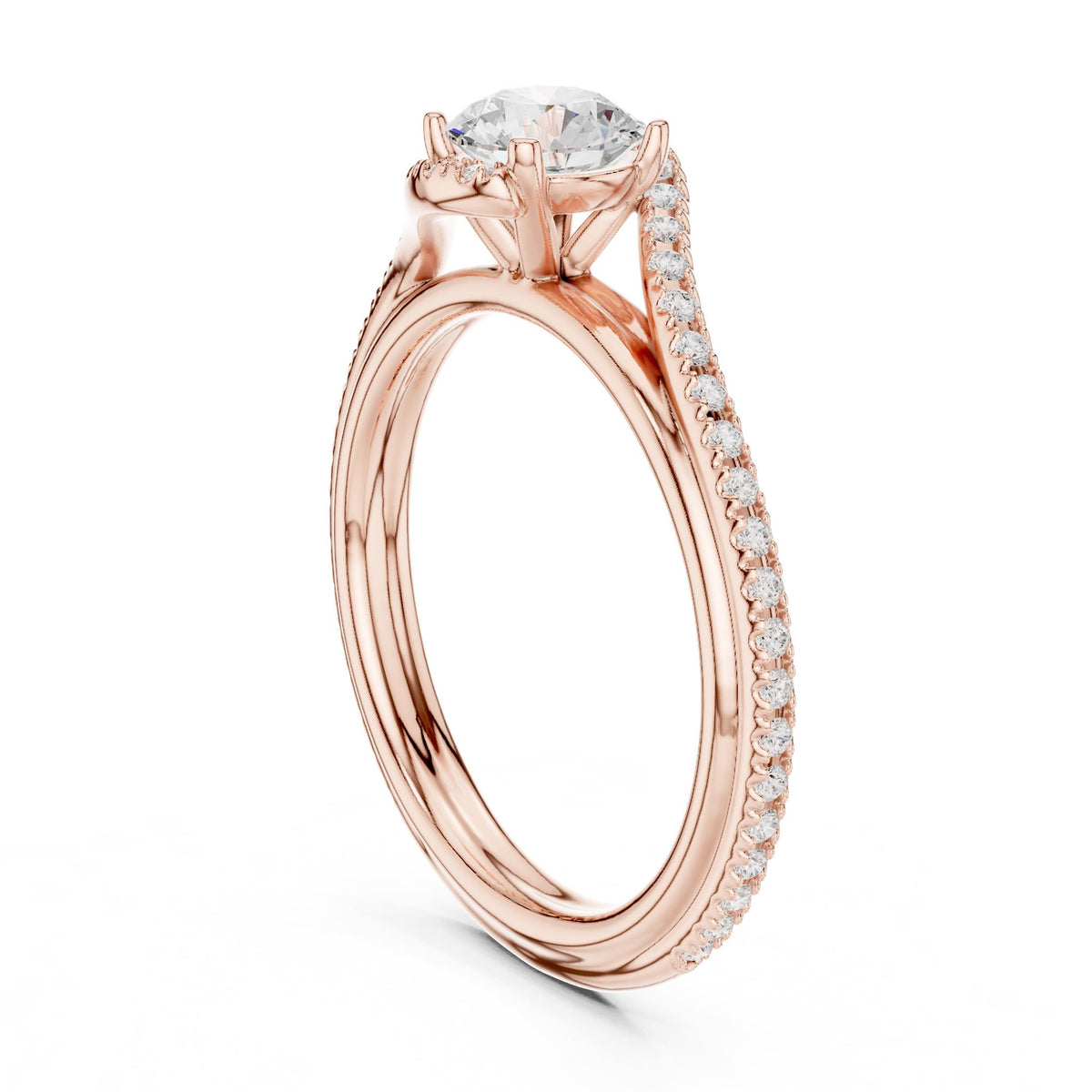 Round Accented Lab Grown Diamond Engagement Ring
