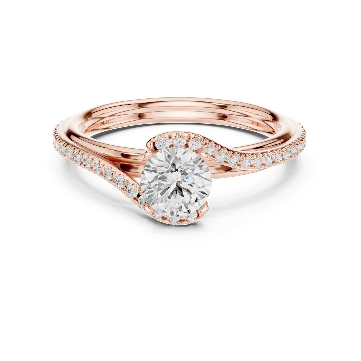 Round Accented Lab Grown Diamond Engagement Ring