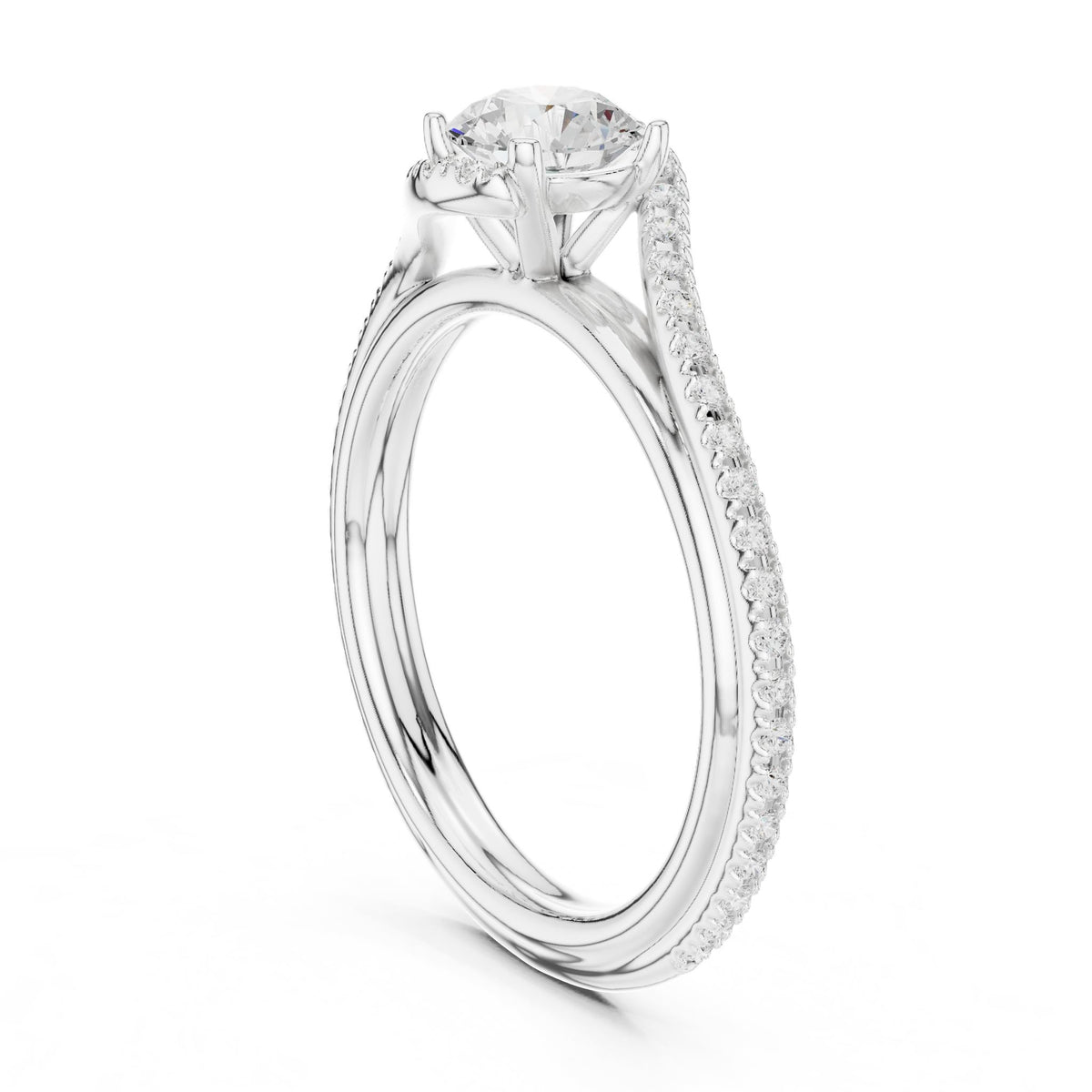 Round Accented Lab Grown Diamond Engagement Ring