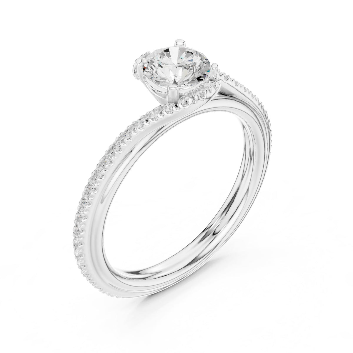 Round Accented Lab Grown Diamond Engagement Ring