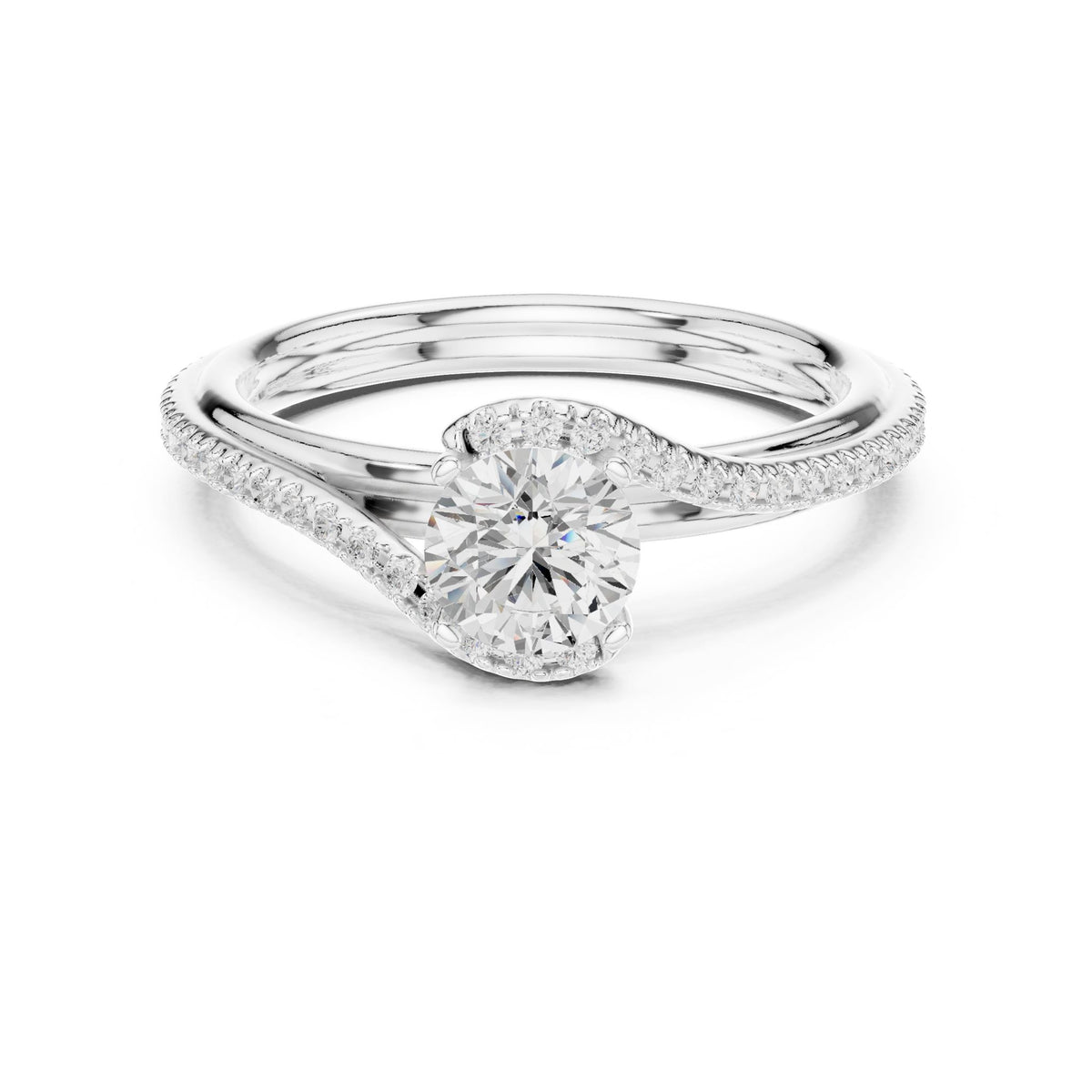 Round Accented Lab Grown Diamond Engagement Ring