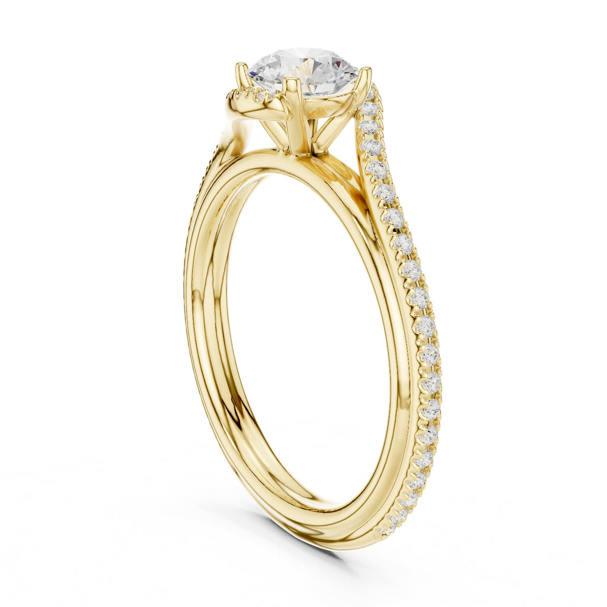Round Accented Lab Grown Diamond Engagement Ring