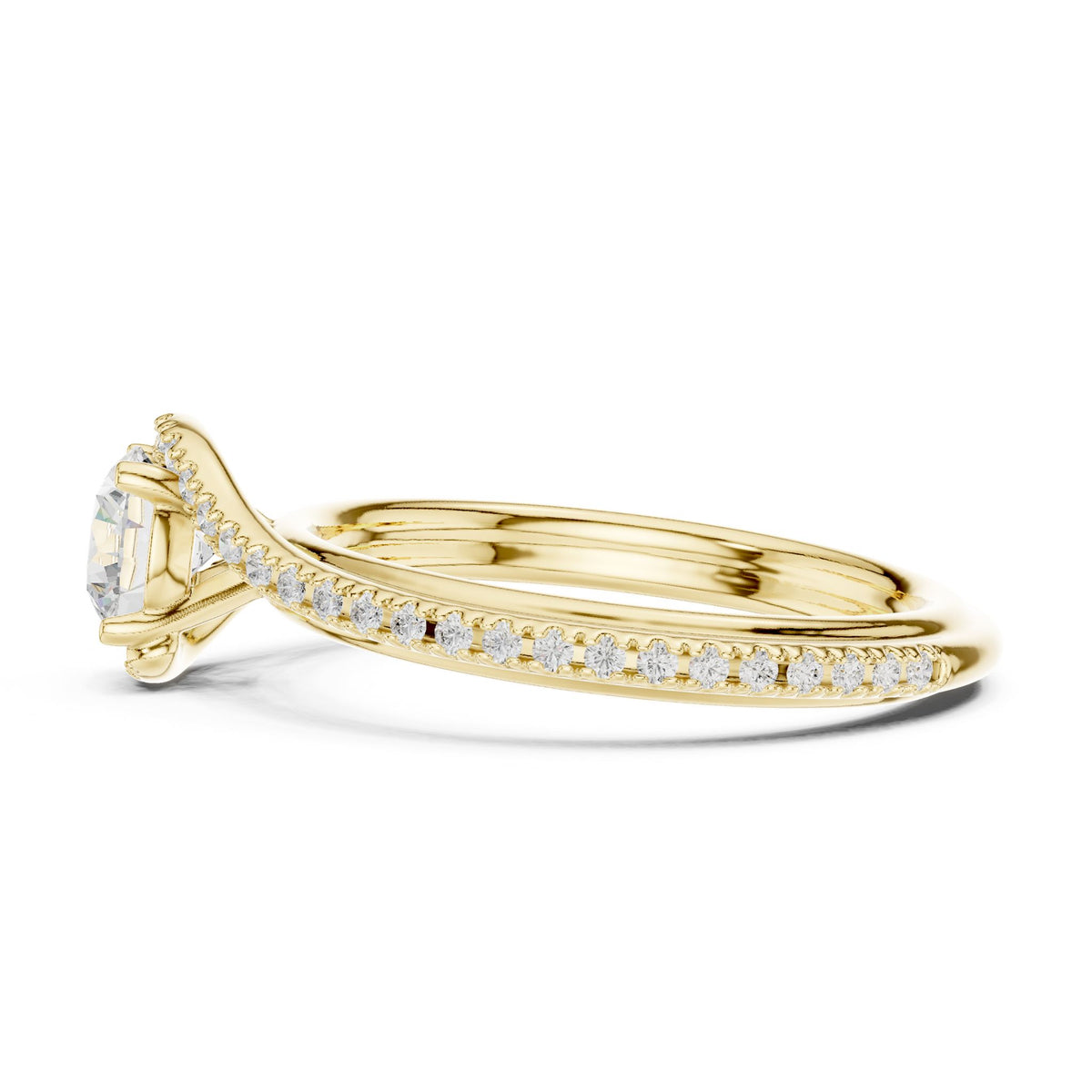 Round Accented Lab Grown Diamond Engagement Ring