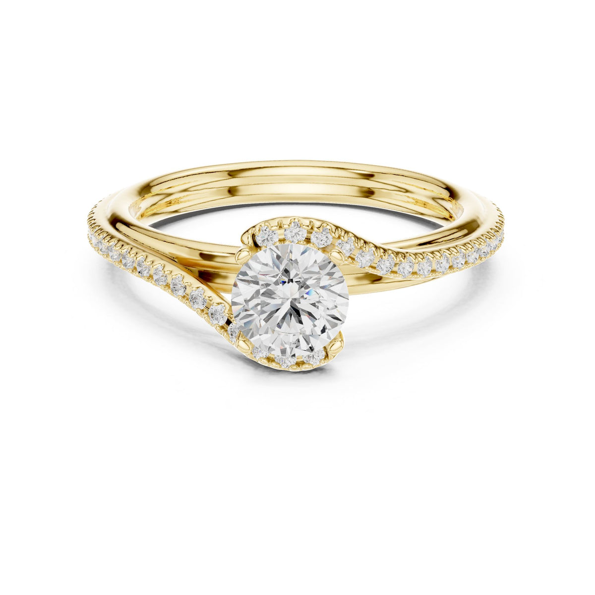 Round Accented Lab Grown Diamond Engagement Ring