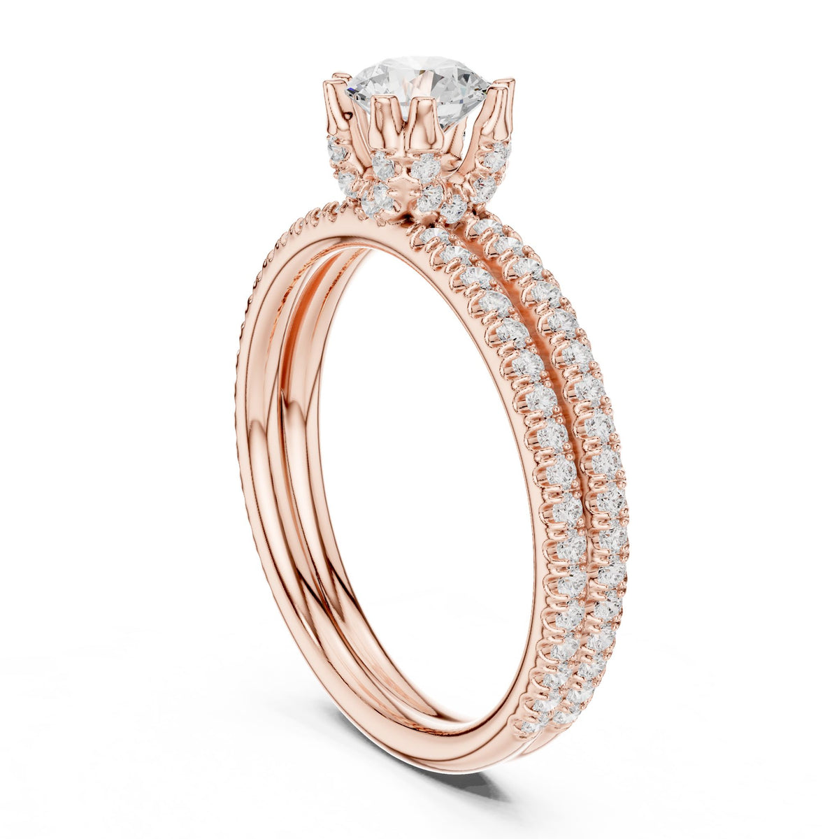 Round Accented Lab Grown Diamond Engagement Ring