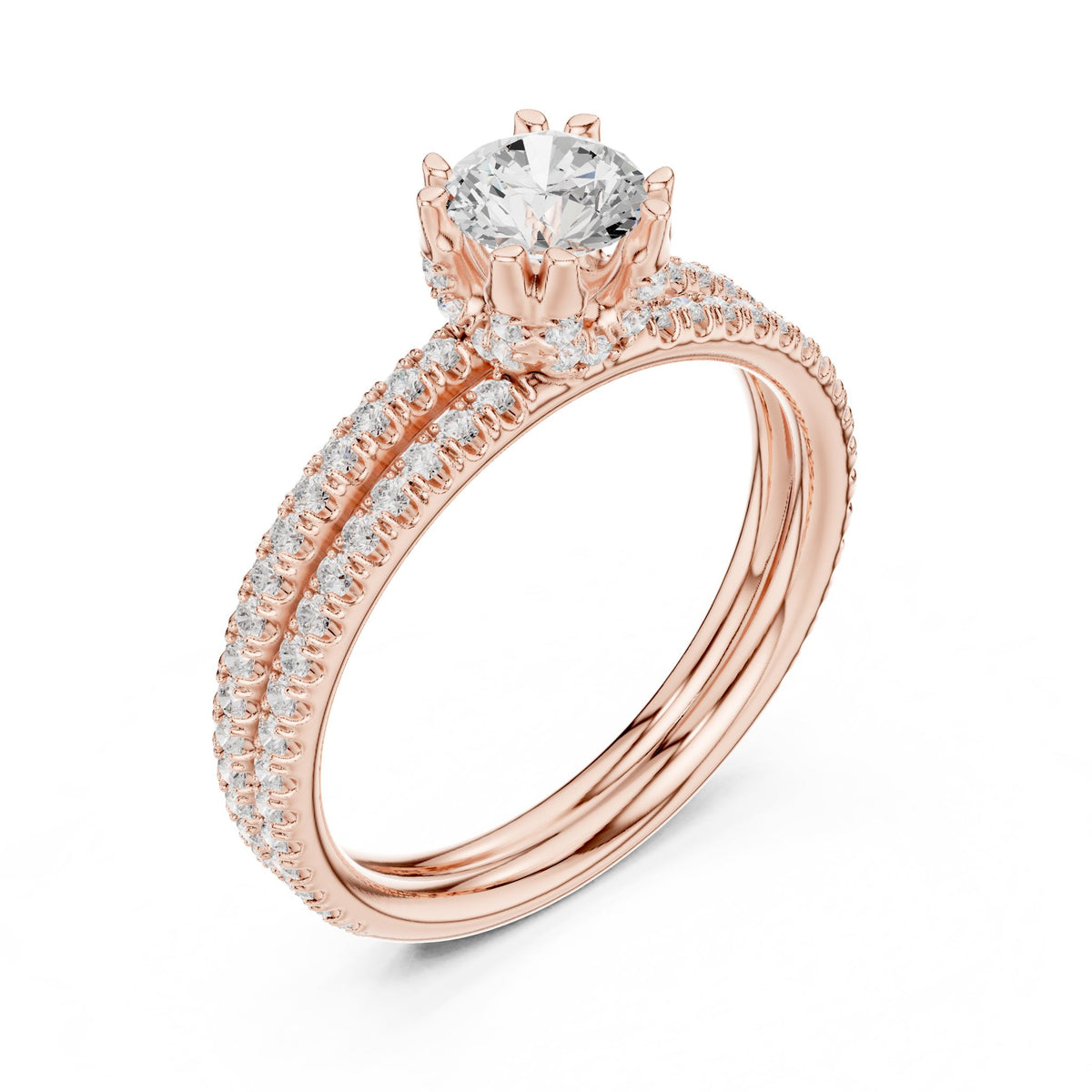 Round Accented Lab Grown Diamond Engagement Ring
