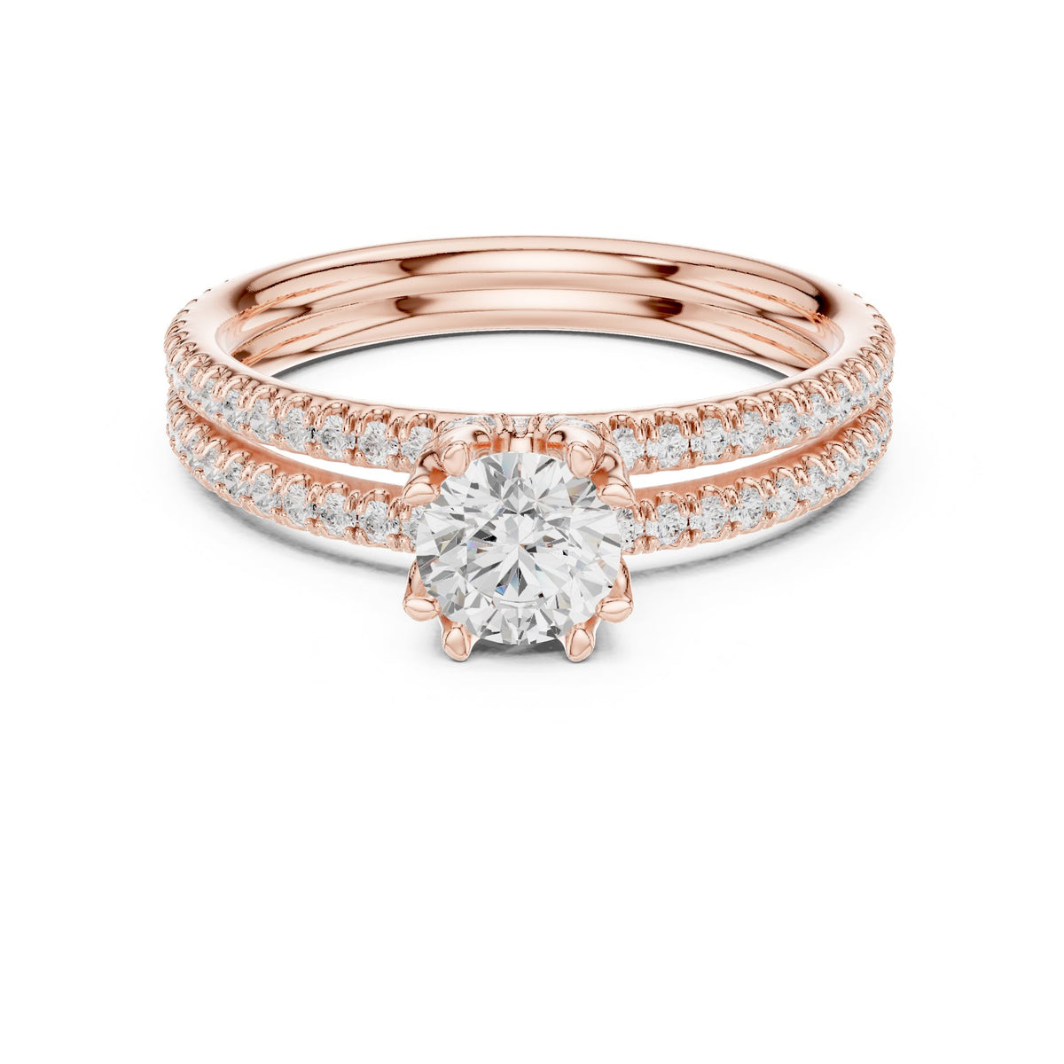 Round Accented Lab Grown Diamond Engagement Ring