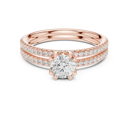 Round Accented Lab Grown Diamond Engagement Ring