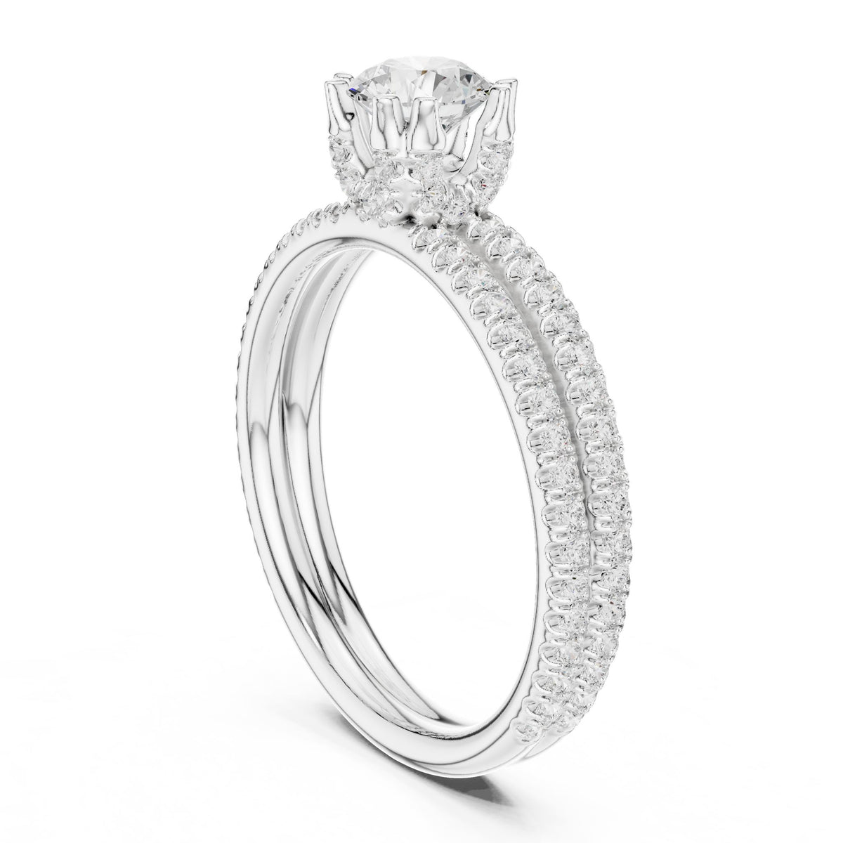 Round Accented Lab Grown Diamond Engagement Ring
