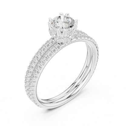 Round Accented Lab Grown Diamond Engagement Ring