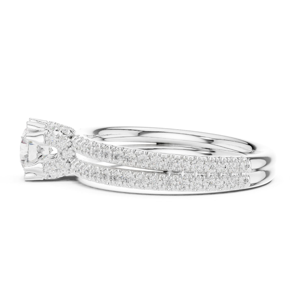 Round Accented Lab Grown Diamond Engagement Ring