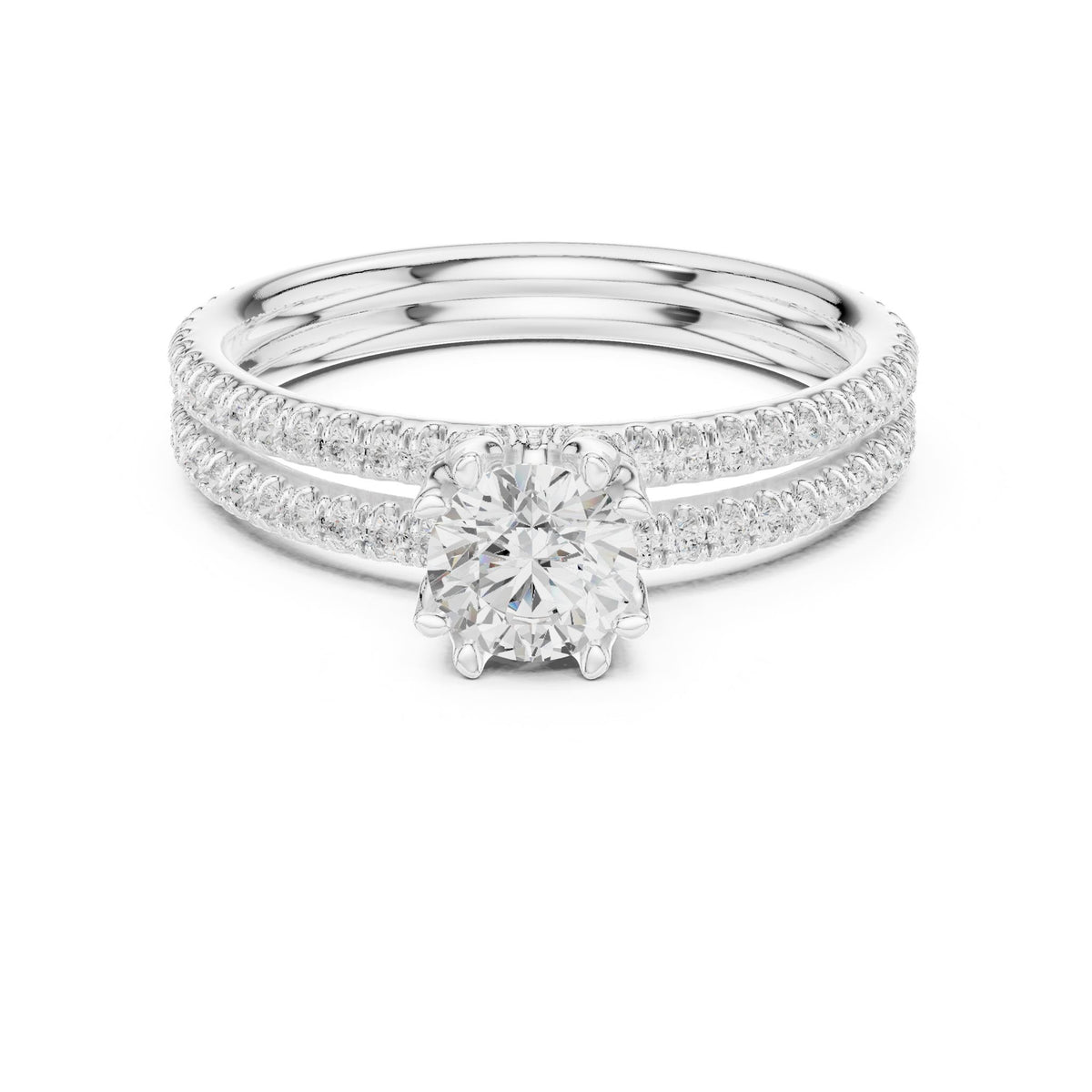 Round Accented Lab Grown Diamond Engagement Ring
