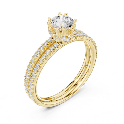 Round Accented Lab Grown Diamond Engagement Ring
