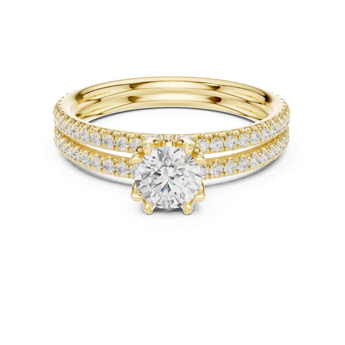 Round Accented Lab Grown Diamond Engagement Ring