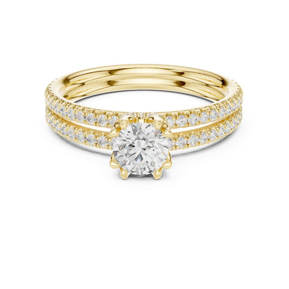 Round Accented Lab Grown Diamond Engagement Ring