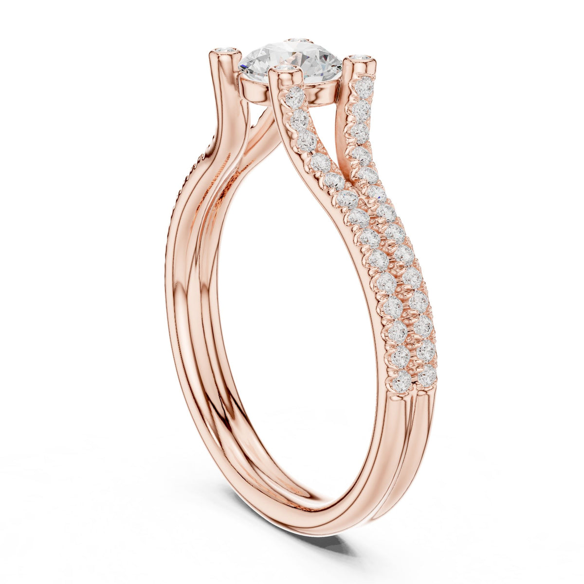 Round Accented Lab Grown Diamond Engagement Ring