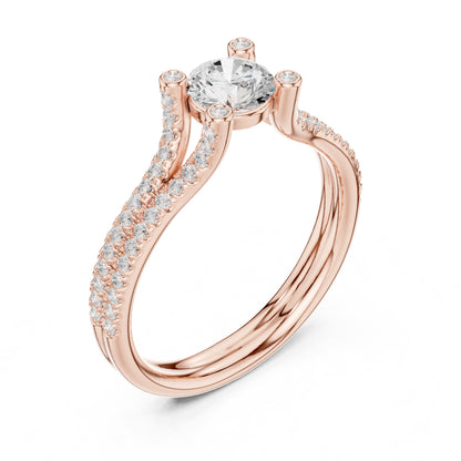 Round Accented Lab Grown Diamond Engagement Ring