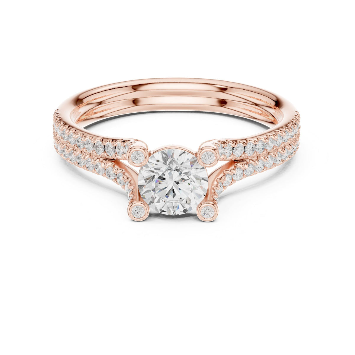 Round Accented Lab Grown Diamond Engagement Ring