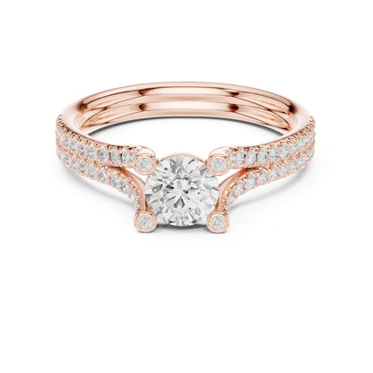 Round Accented Lab Grown Diamond Engagement Ring