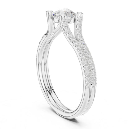 Round Accented Lab Grown Diamond Engagement Ring