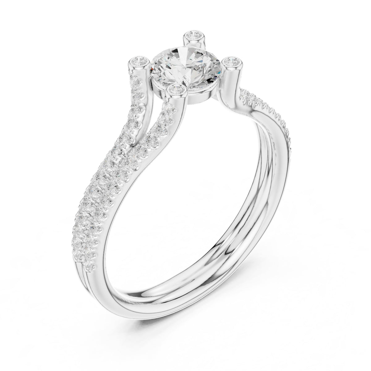 Round Accented Lab Grown Diamond Engagement Ring