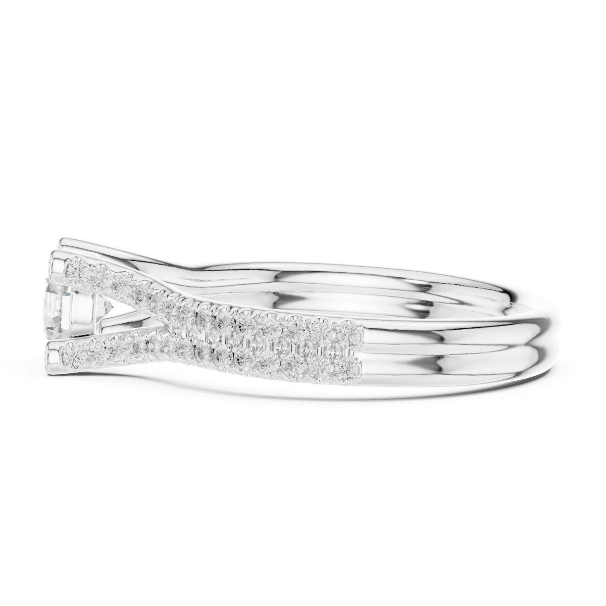 Round Accented Lab Grown Diamond Engagement Ring