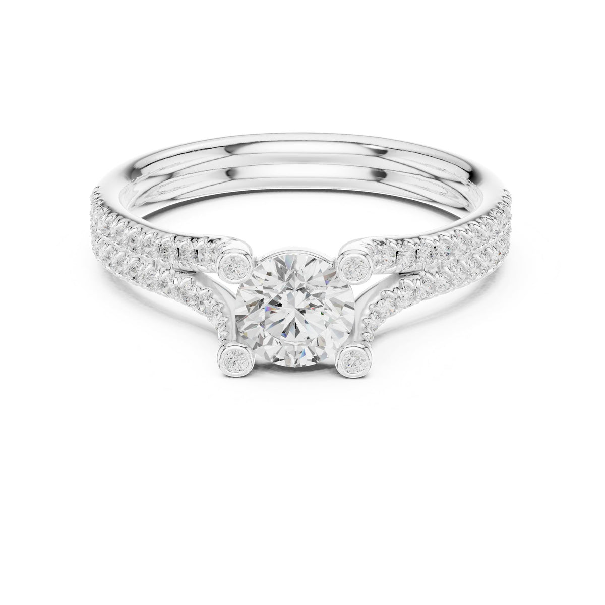 Round Accented Lab Grown Diamond Engagement Ring