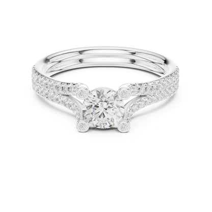 Round Accented Lab Grown Diamond Engagement Ring
