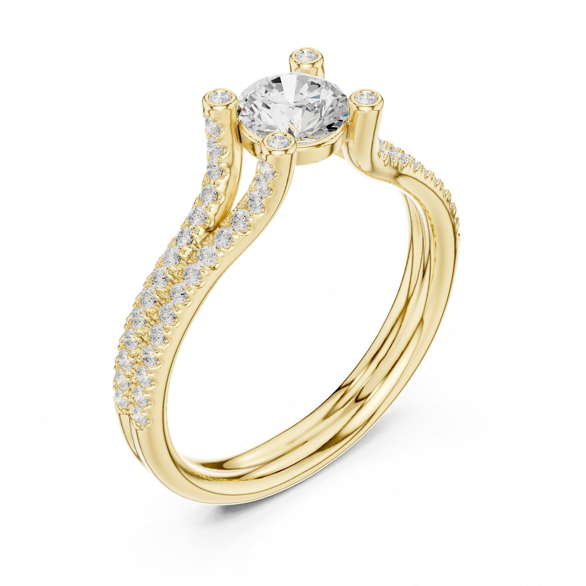 Round Accented Lab Grown Diamond Engagement Ring