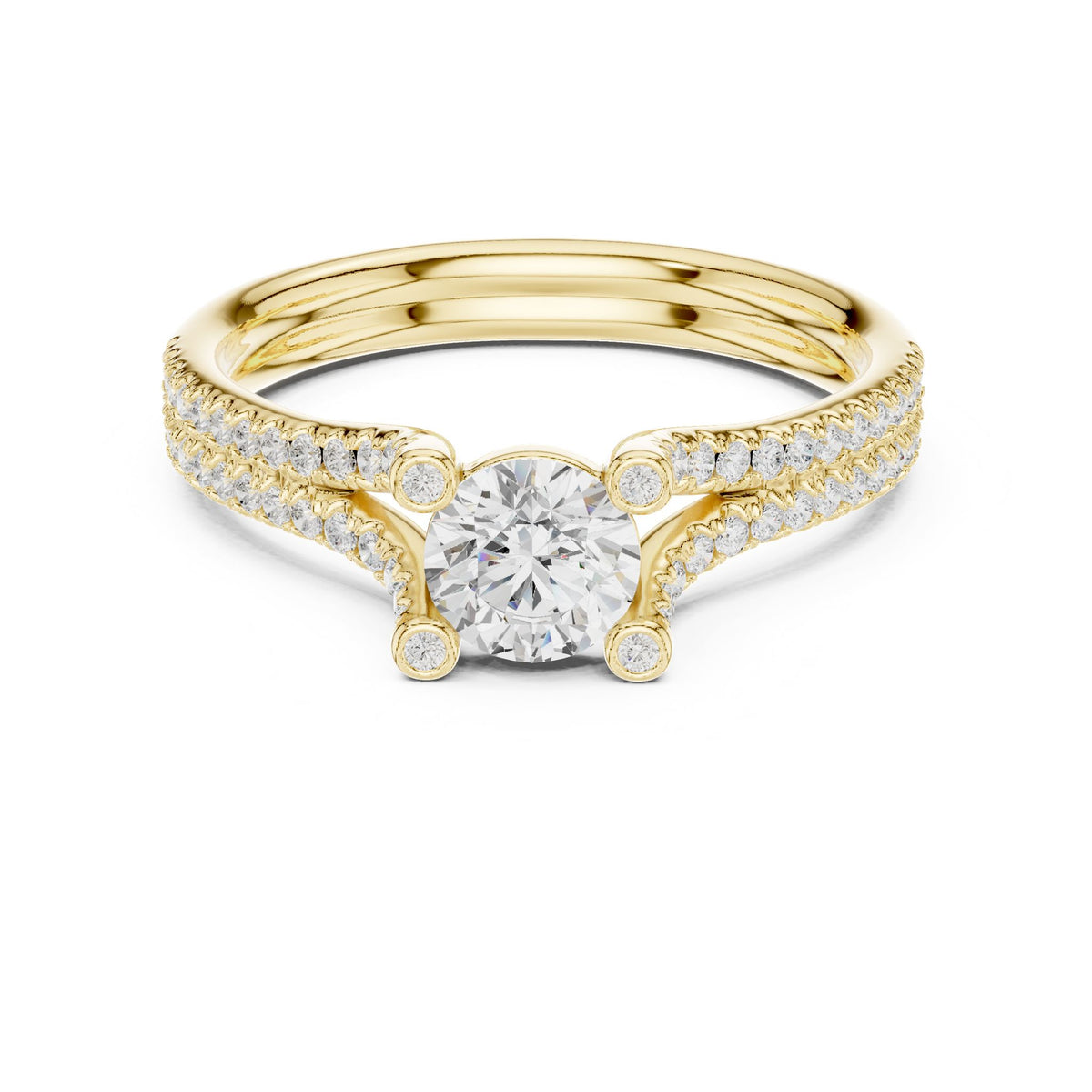 Round Accented Lab Grown Diamond Engagement Ring