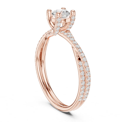 Round Accented Lab Grown Diamond Engagement Ring