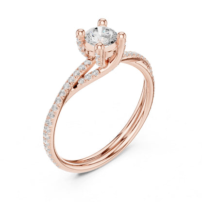 Round Accented Lab Grown Diamond Engagement Ring