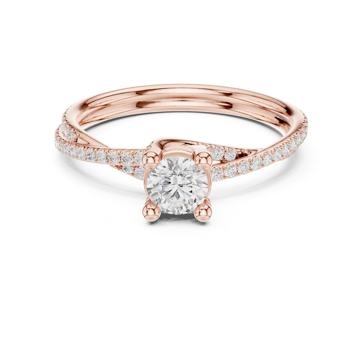 Round Accented Lab Grown Diamond Engagement Ring