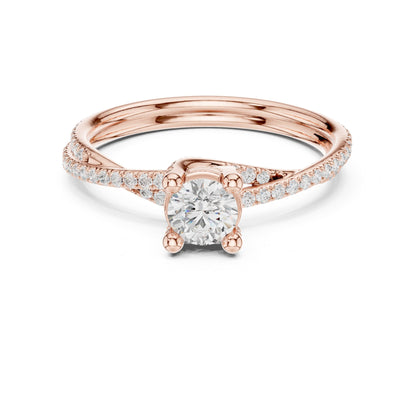 Round Accented Lab Grown Diamond Engagement Ring
