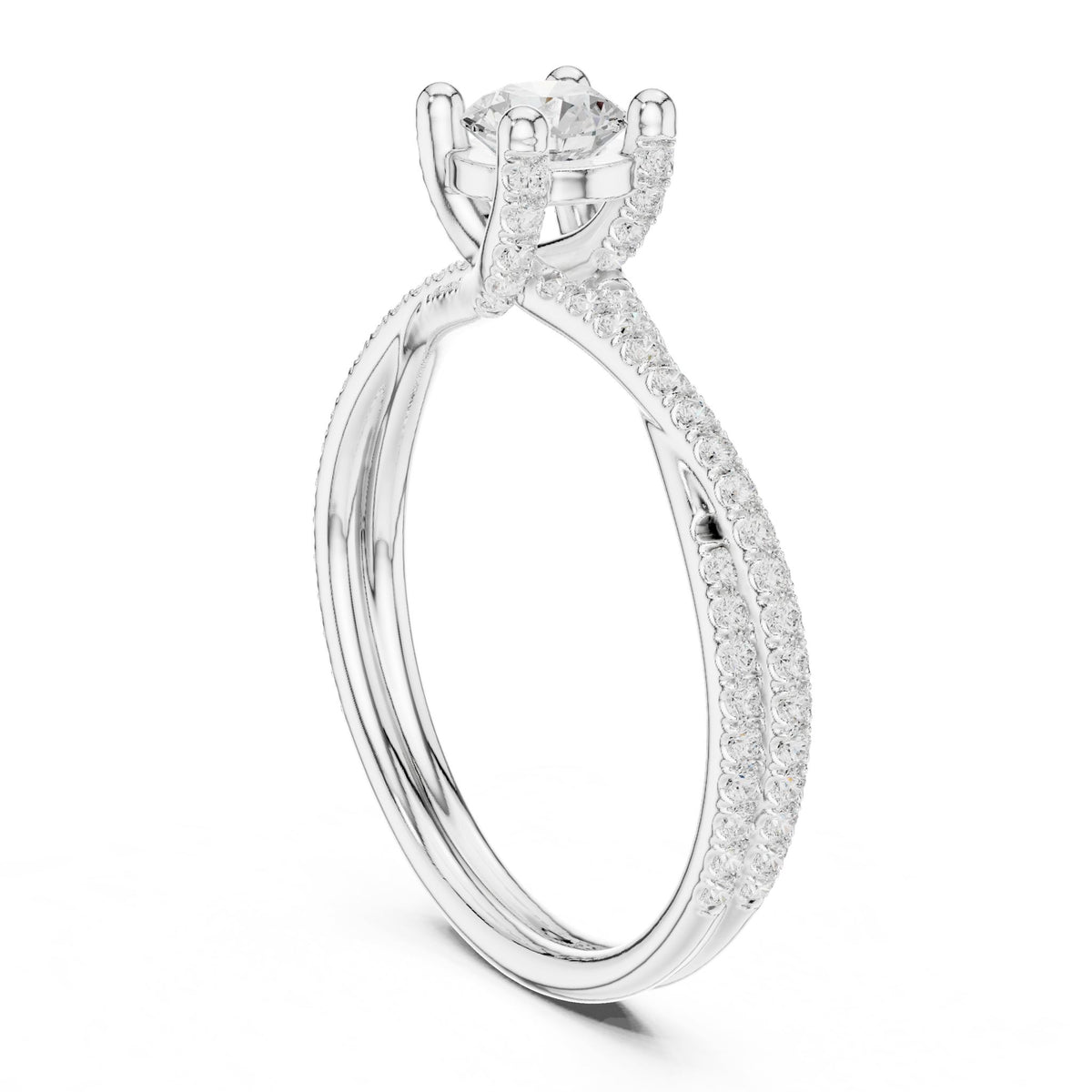 Round Accented Lab Grown Diamond Engagement Ring