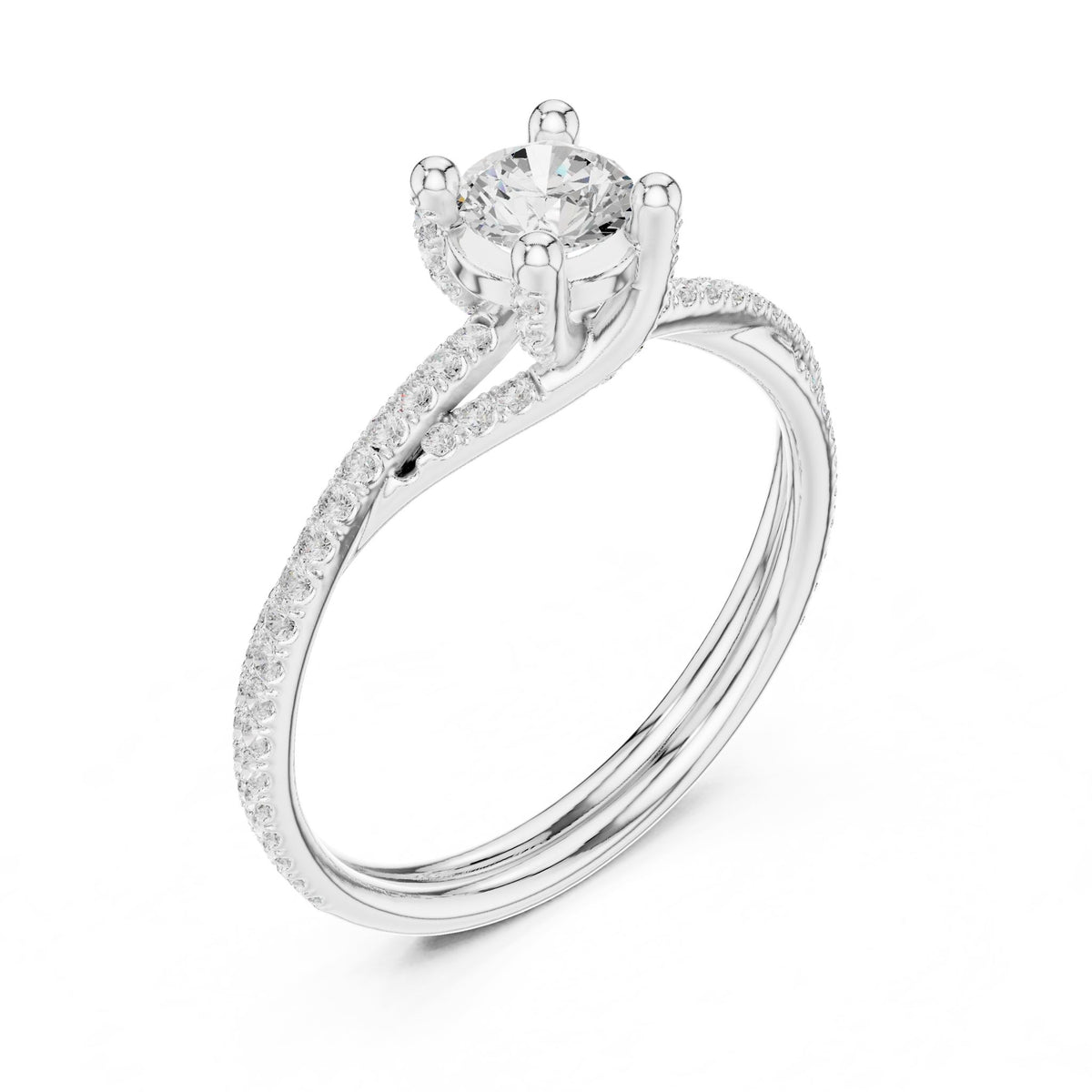 Round Accented Lab Grown Diamond Engagement Ring