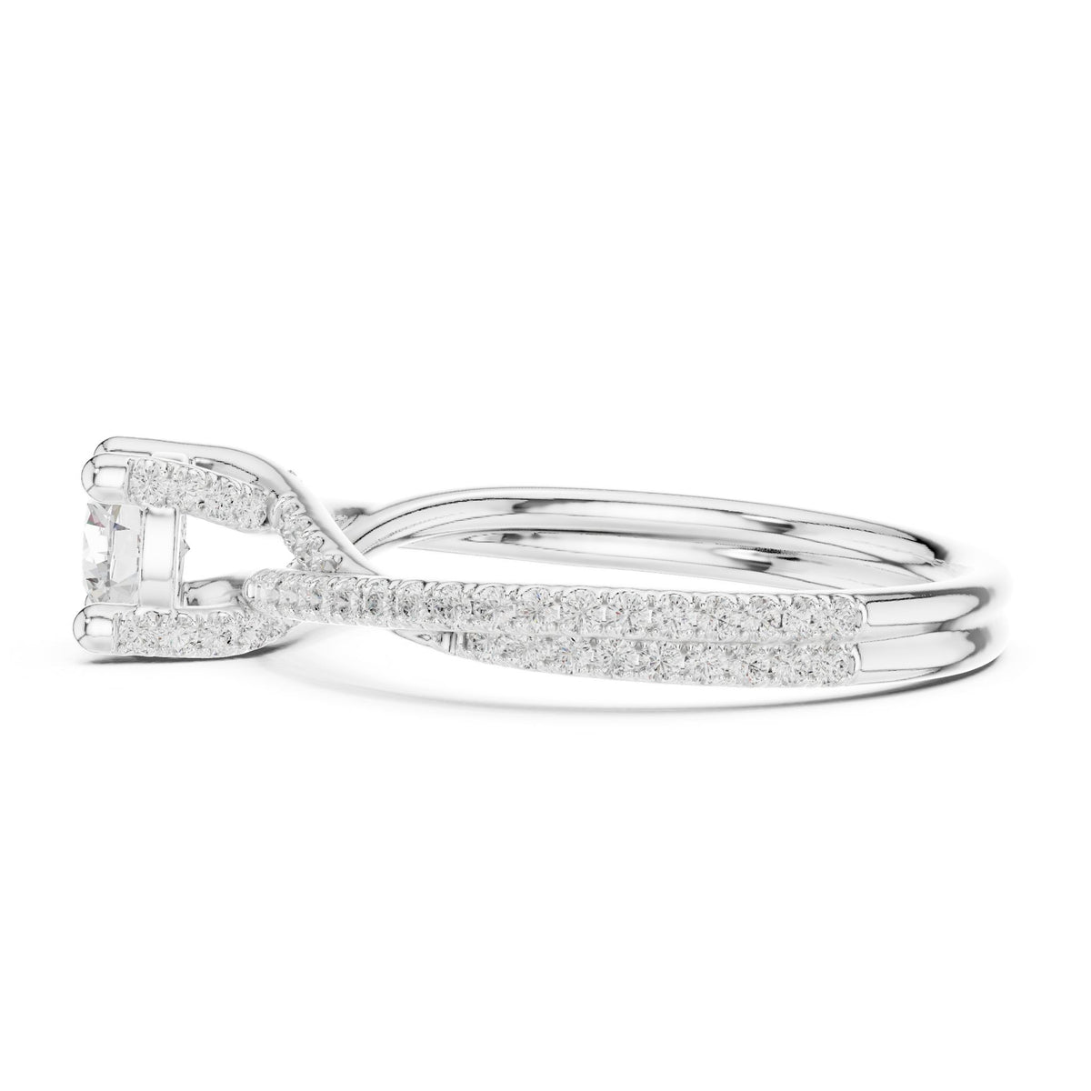 Round Accented Lab Grown Diamond Engagement Ring