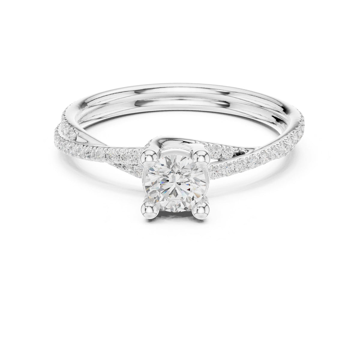Round Accented Lab Grown Diamond Engagement Ring