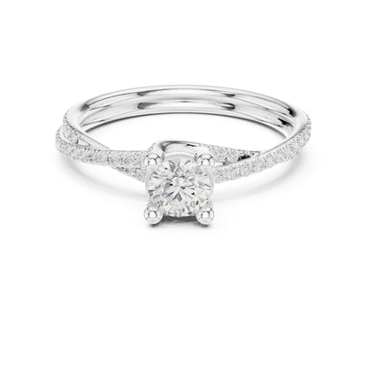 Round Accented Lab Grown Diamond Engagement Ring