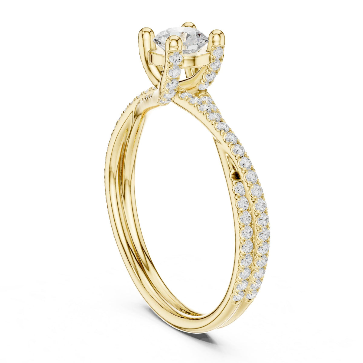 Round Accented Lab Grown Diamond Engagement Ring