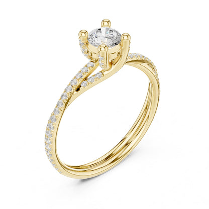 Round Accented Lab Grown Diamond Engagement Ring