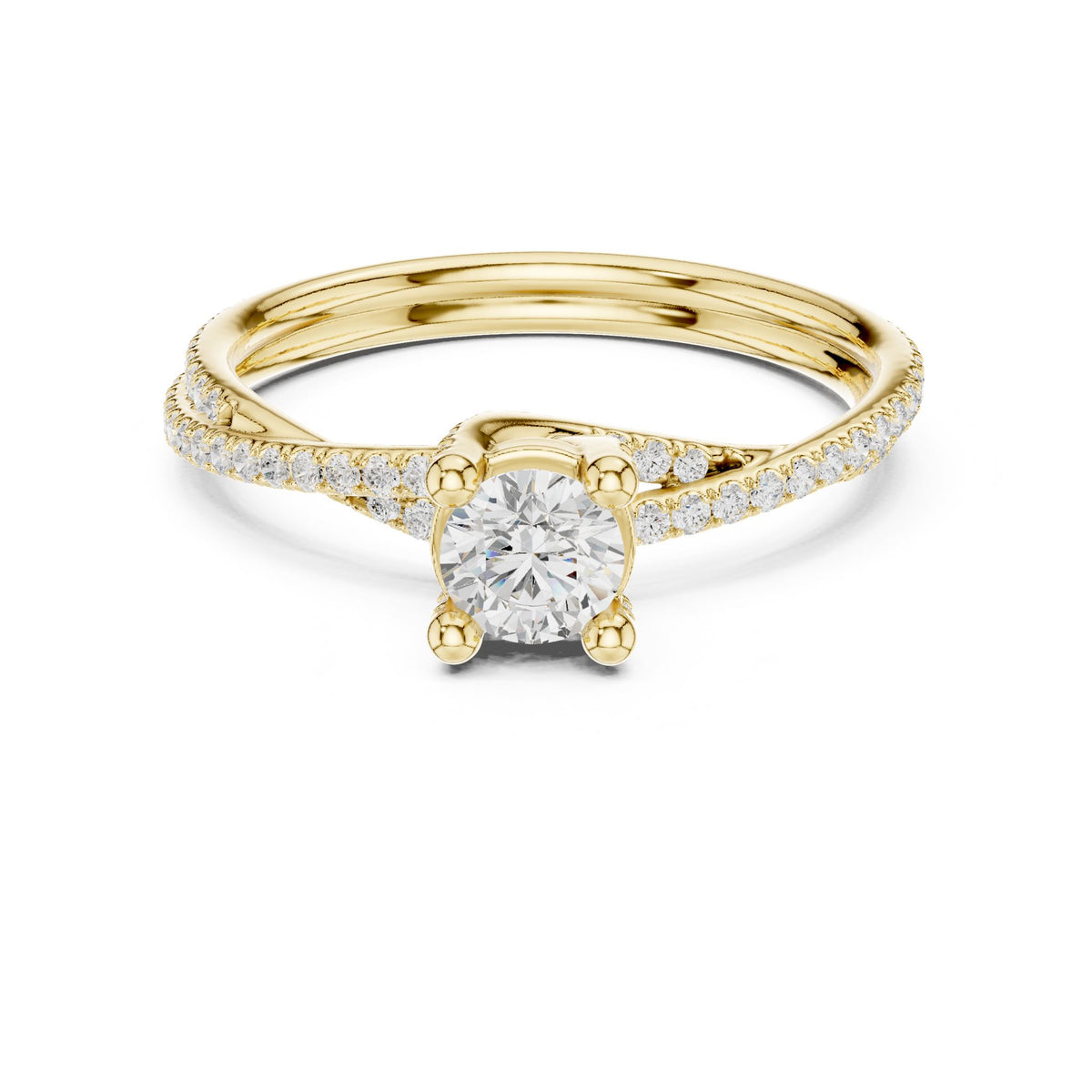 Round Accented Lab Grown Diamond Engagement Ring