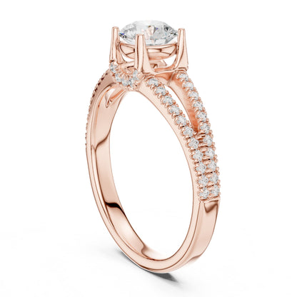 Round Accented Lab Grown Diamond Engagement Ring