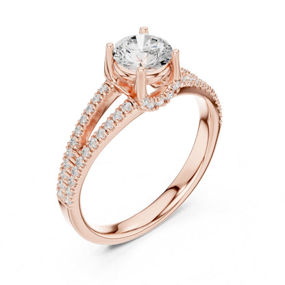 Round Accented Lab Grown Diamond Engagement Ring