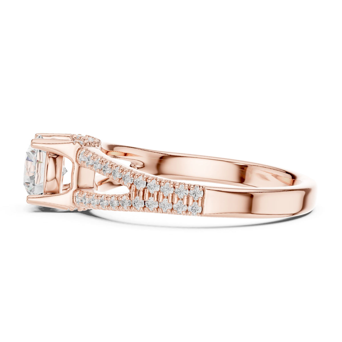 Round Accented Lab Grown Diamond Engagement Ring