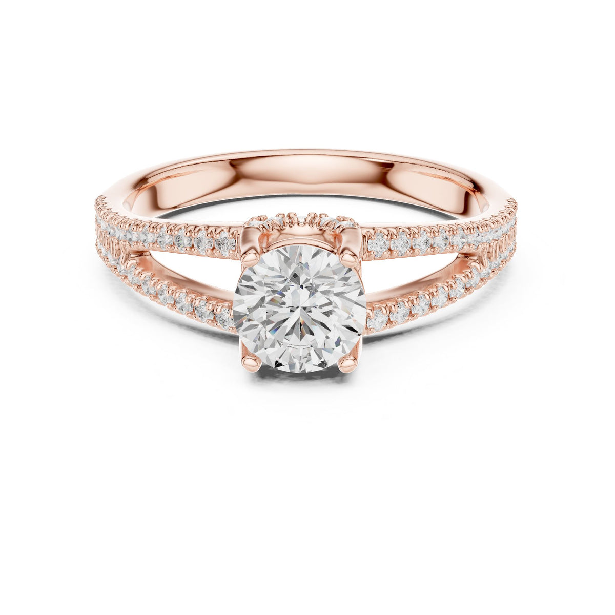 Round Accented Lab Grown Diamond Engagement Ring