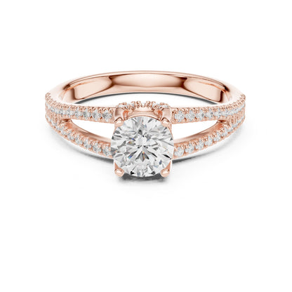 Round Accented Lab Grown Diamond Engagement Ring
