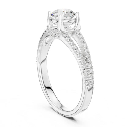 Round Accented Lab Grown Diamond Engagement Ring