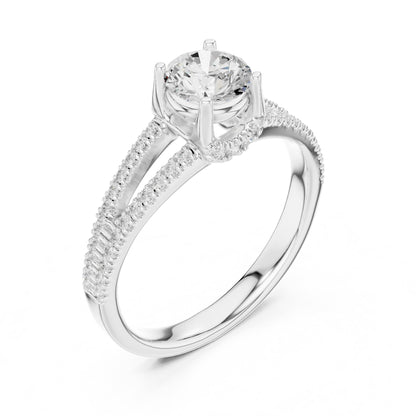 Round Accented Lab Grown Diamond Engagement Ring