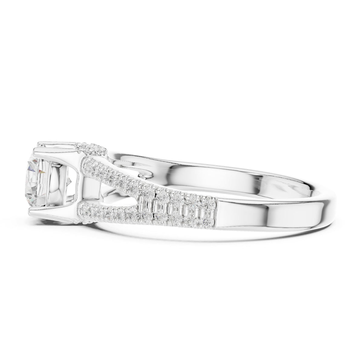 Round Accented Lab Grown Diamond Engagement Ring